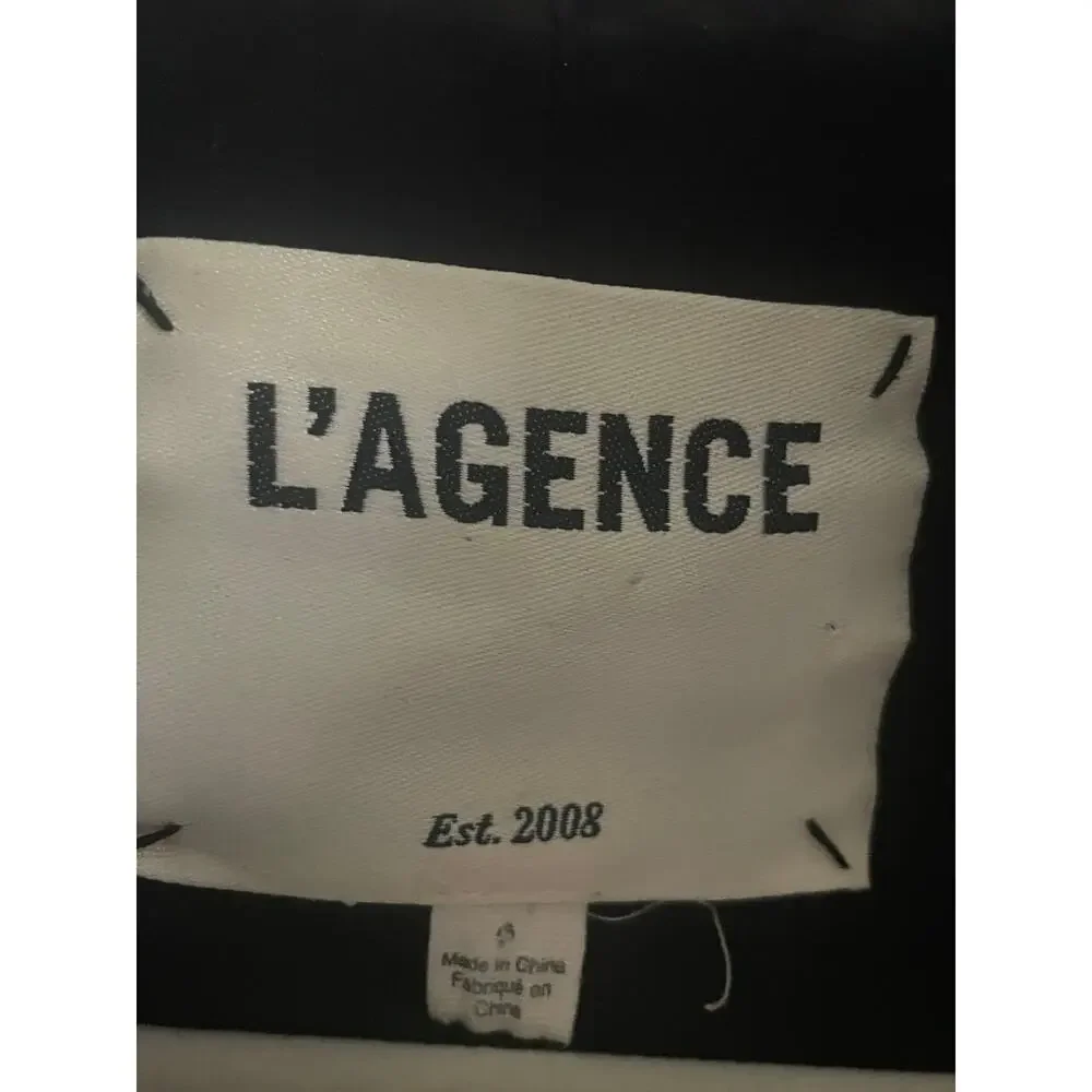 L’Agence Kenzie Tweed Blazer Black Cream Double Breasted Jacket Size 6